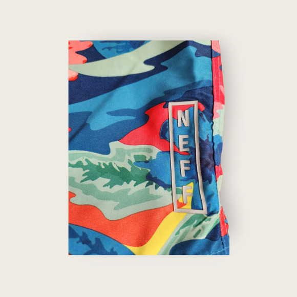 Neff NWT Thunder Tropic Unlined stretch Drawstring Waist Mens Swim Trunks Size L - Picture 4 of 10